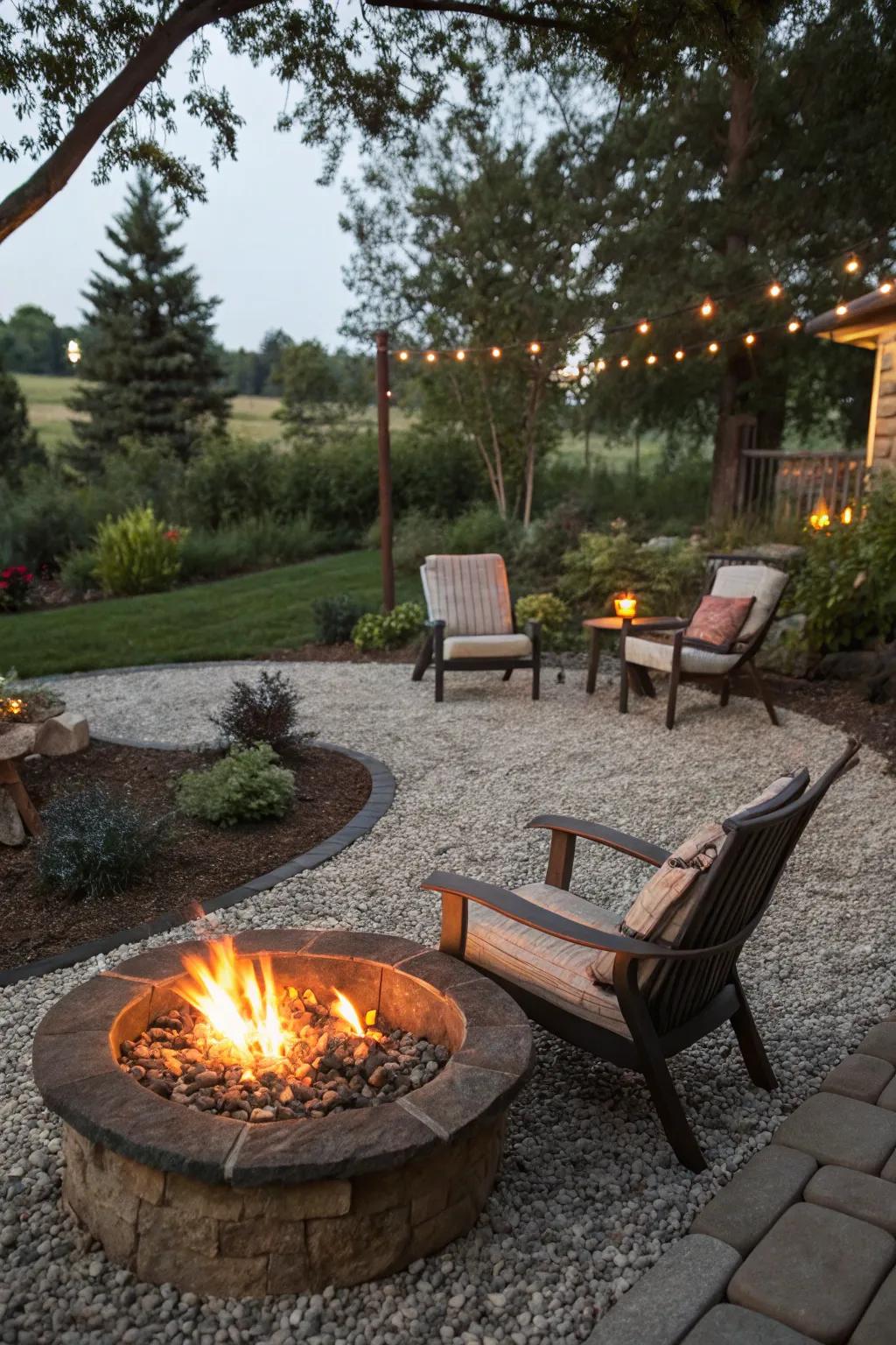 Gravel flooring providing simplicity and style.