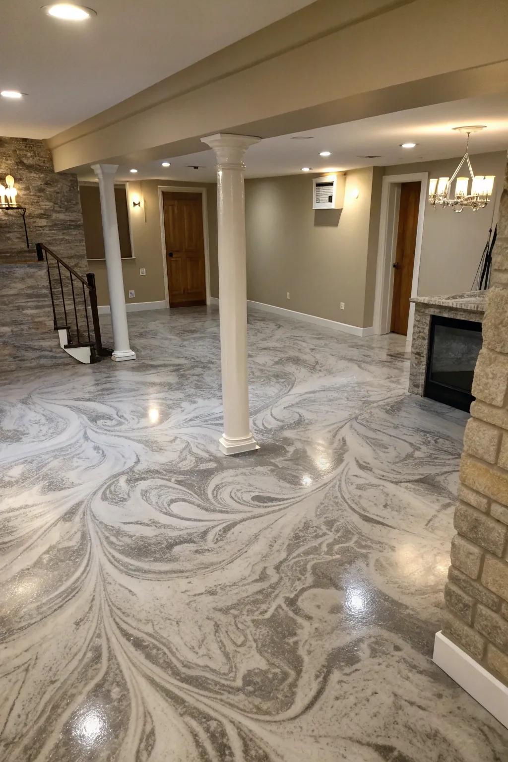 Stained concrete adds a creative touch to your basement floor.