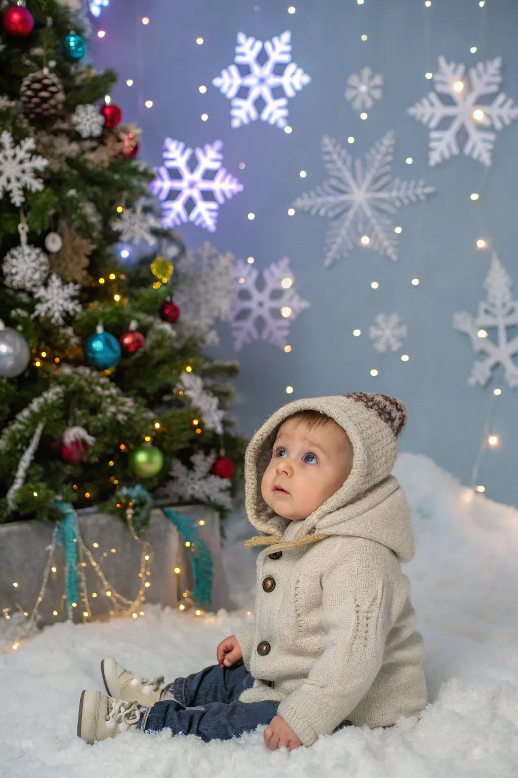 Transform your home into a winter wonderland for a festive photoshoot.