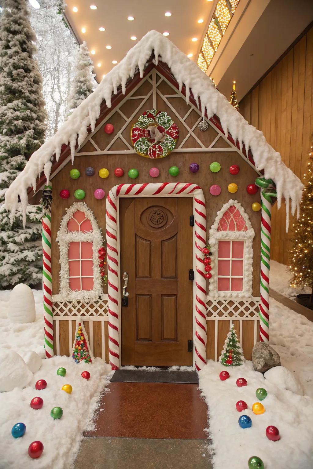 A delicious sugared biscuit cabin door, just right for the holidays.