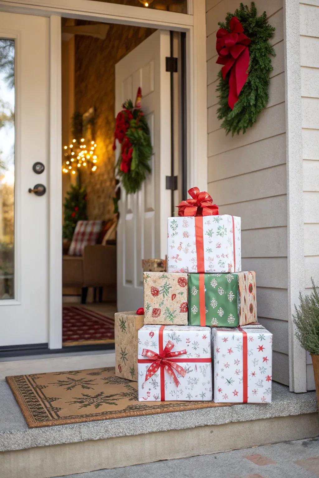 Joyful parcel create a lively greeting.