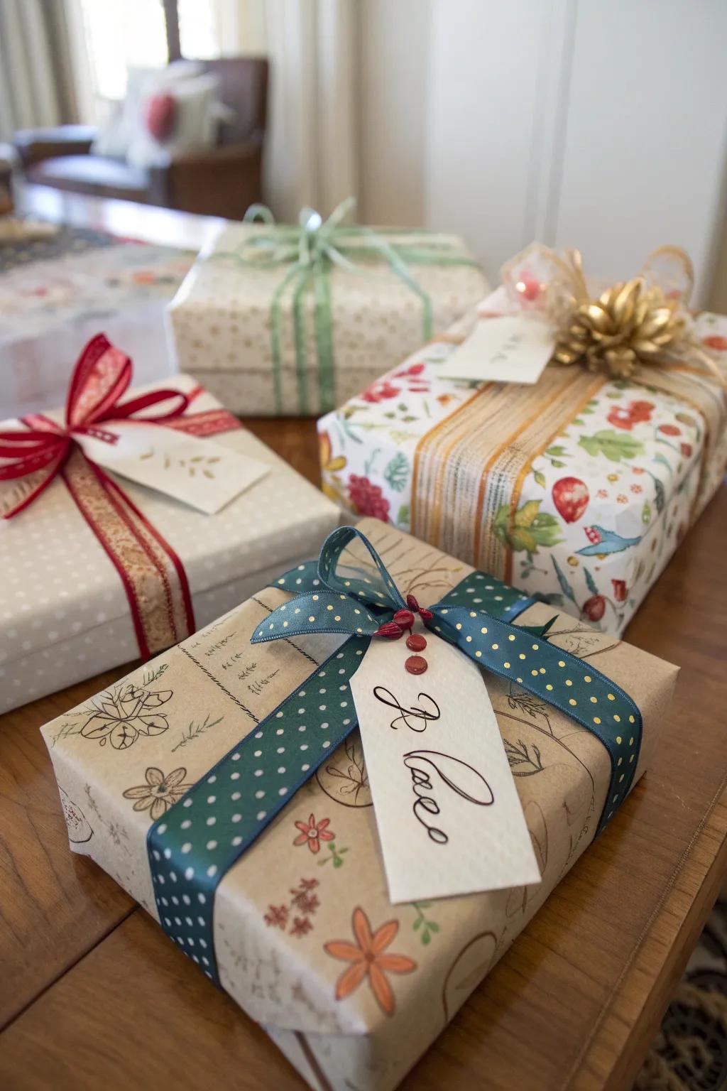 Gifts enhanced using creative and personalized gift markers.