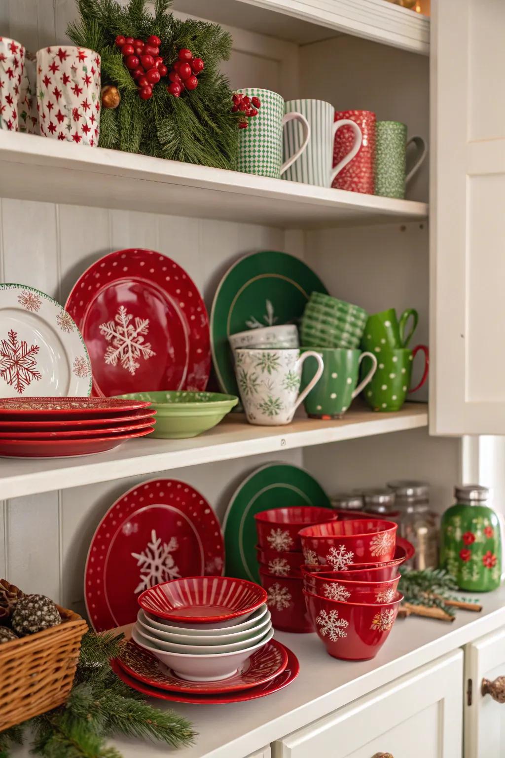 Tableware with a theme injects a festive note into kitchen decor.