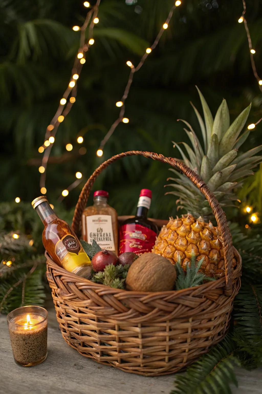 A sugarcane basket that delivers a flavor of warm regions to Christmas.