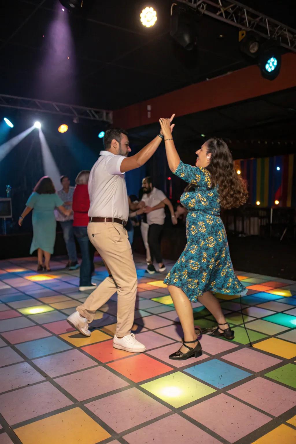 A vibrant salsa area keeps the Cinco de Mayo celebration lively.