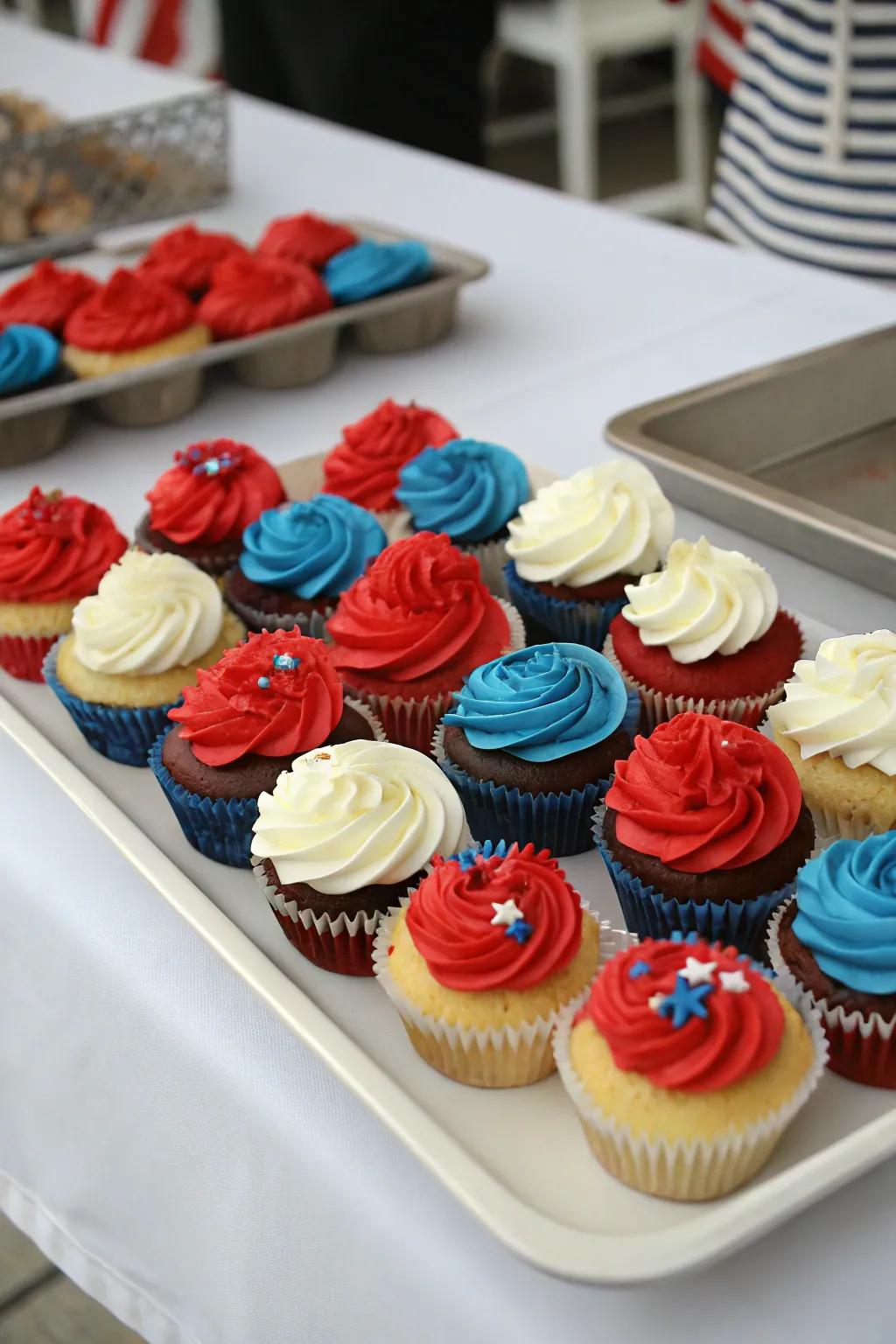 Colorful cupcakes bring a sweet element to the celebration.