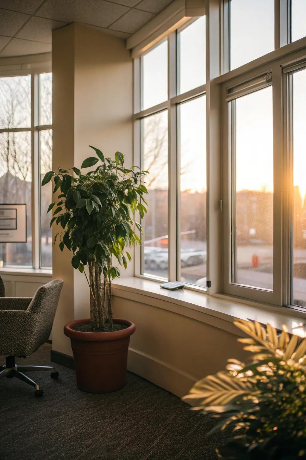A hint of verdure provides freshness and vitality to the office.