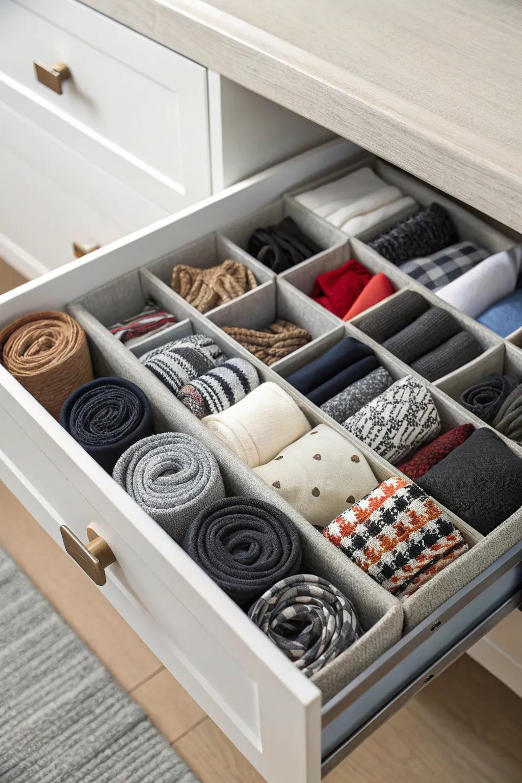 Drawer dividers bring harmony to small items.