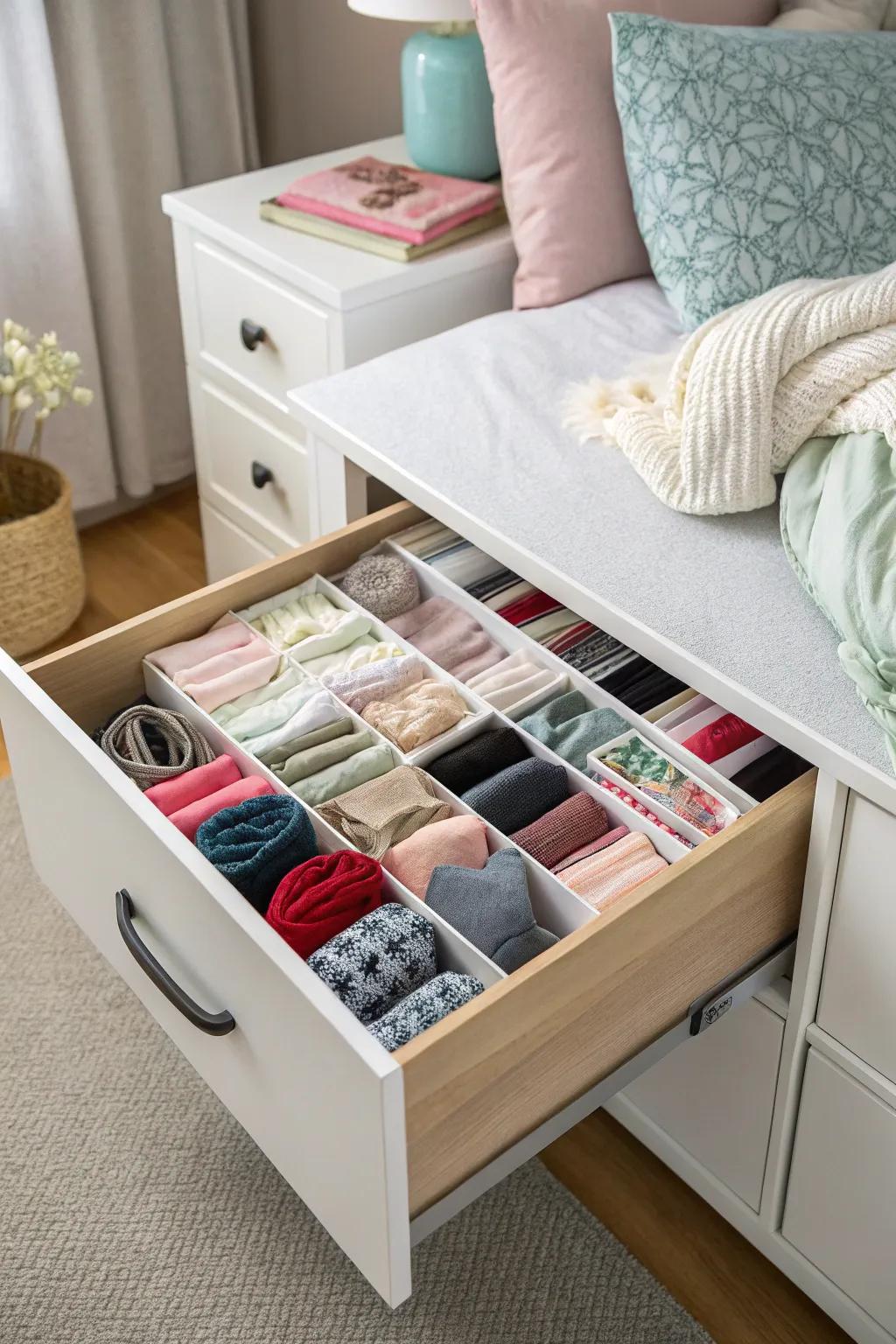 Drawer organizers offer excellent compartmentalization.