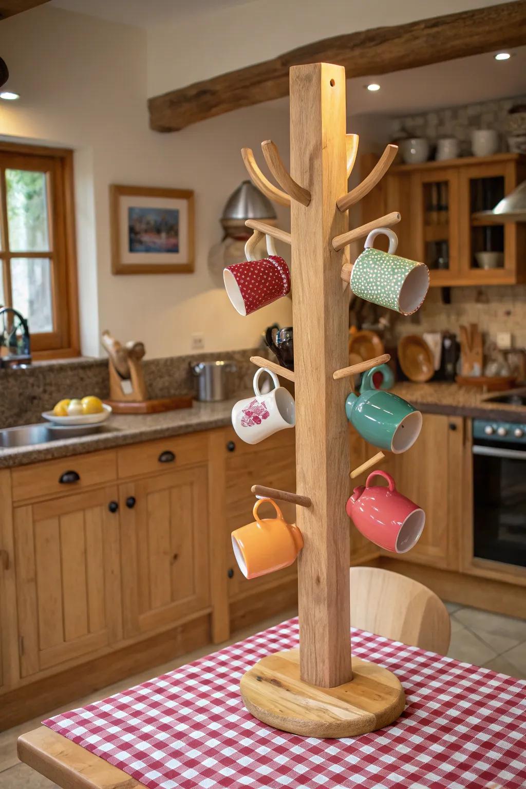 A mug structure displaying a vibrant mug collection.