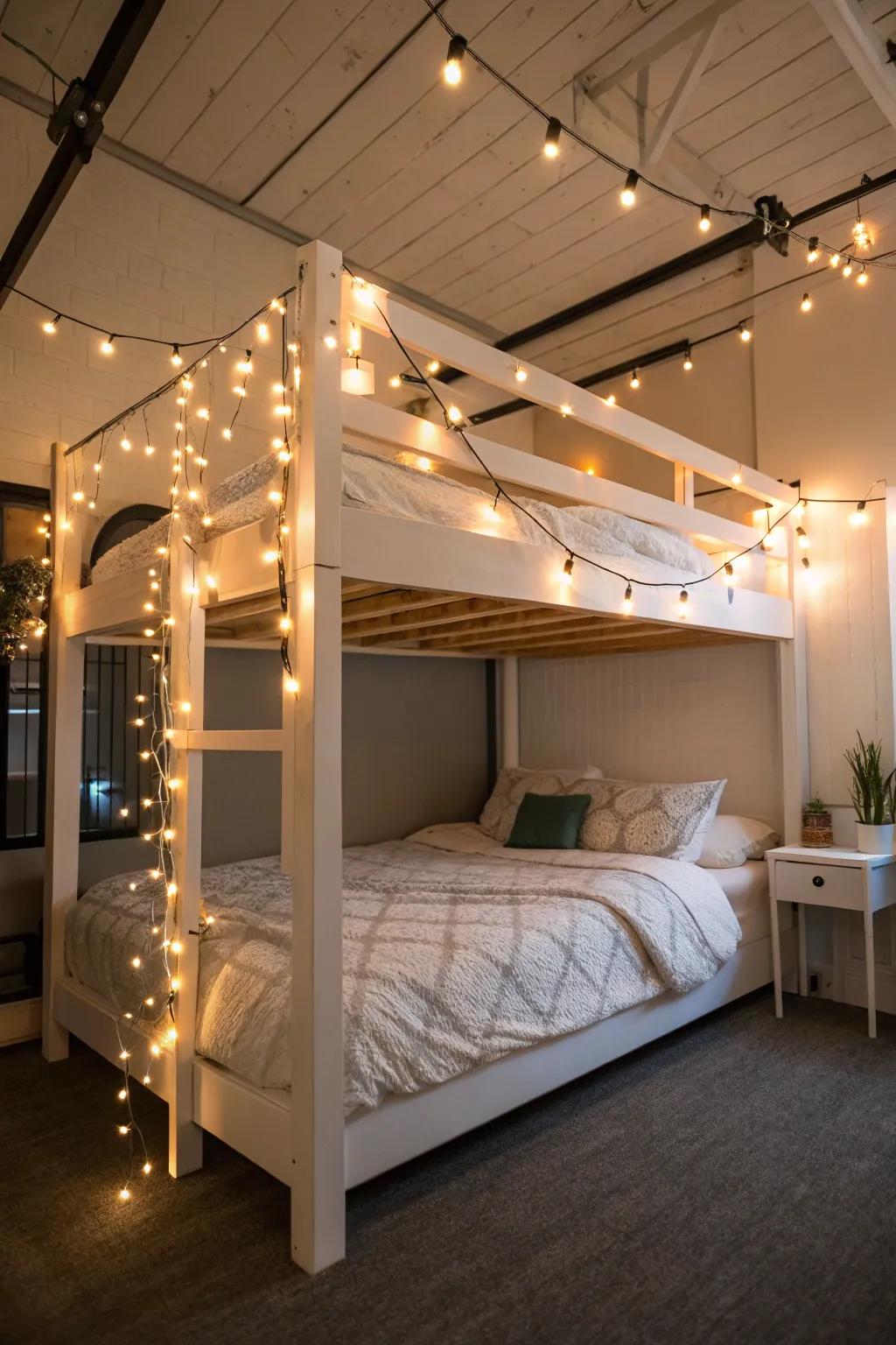 Fairy lights bring a magical feeling to your raised bed setup.