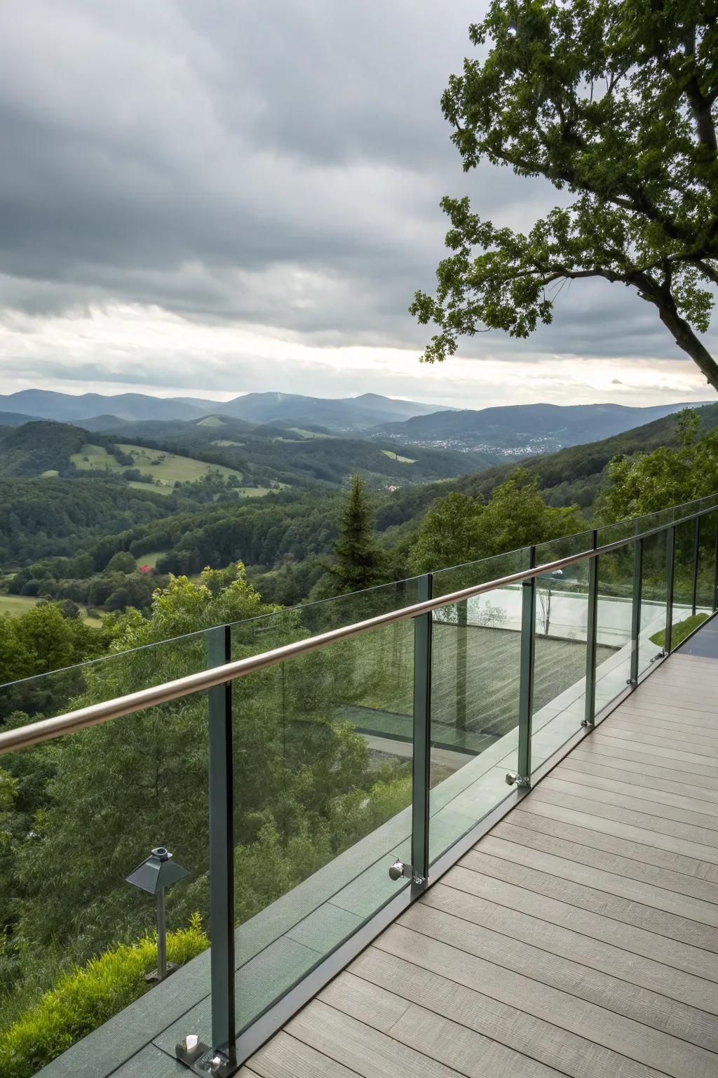 Transparent railings offer safety while displaying stunning natural surroundings.