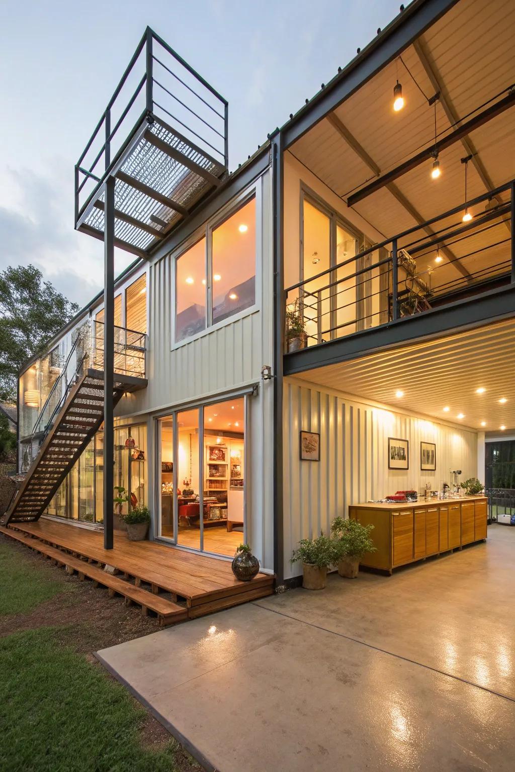 A container home with an imaginative and surprising design.