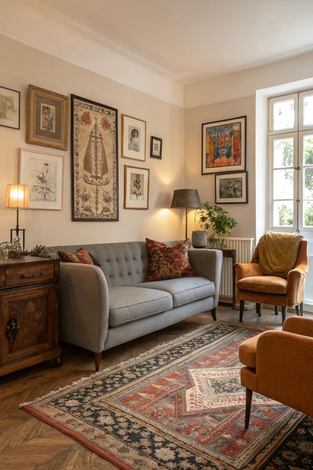Eclectic decor introduces a unique flair to your living room.
