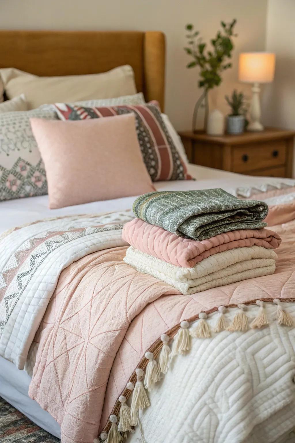 Stratified bedding heightens comfort and vogue