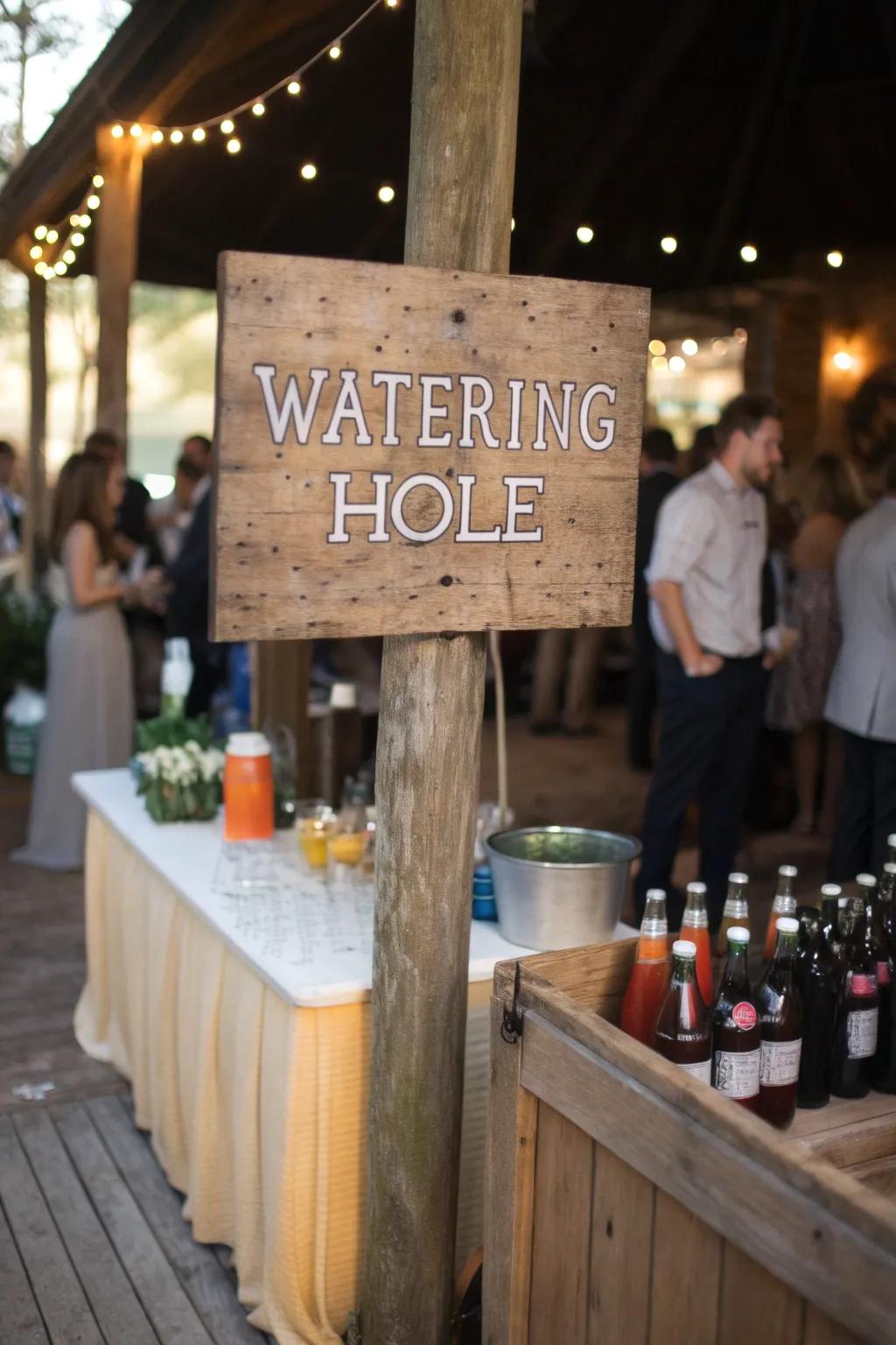 Western-themed signs add charm and direct guests to all the fun locations.