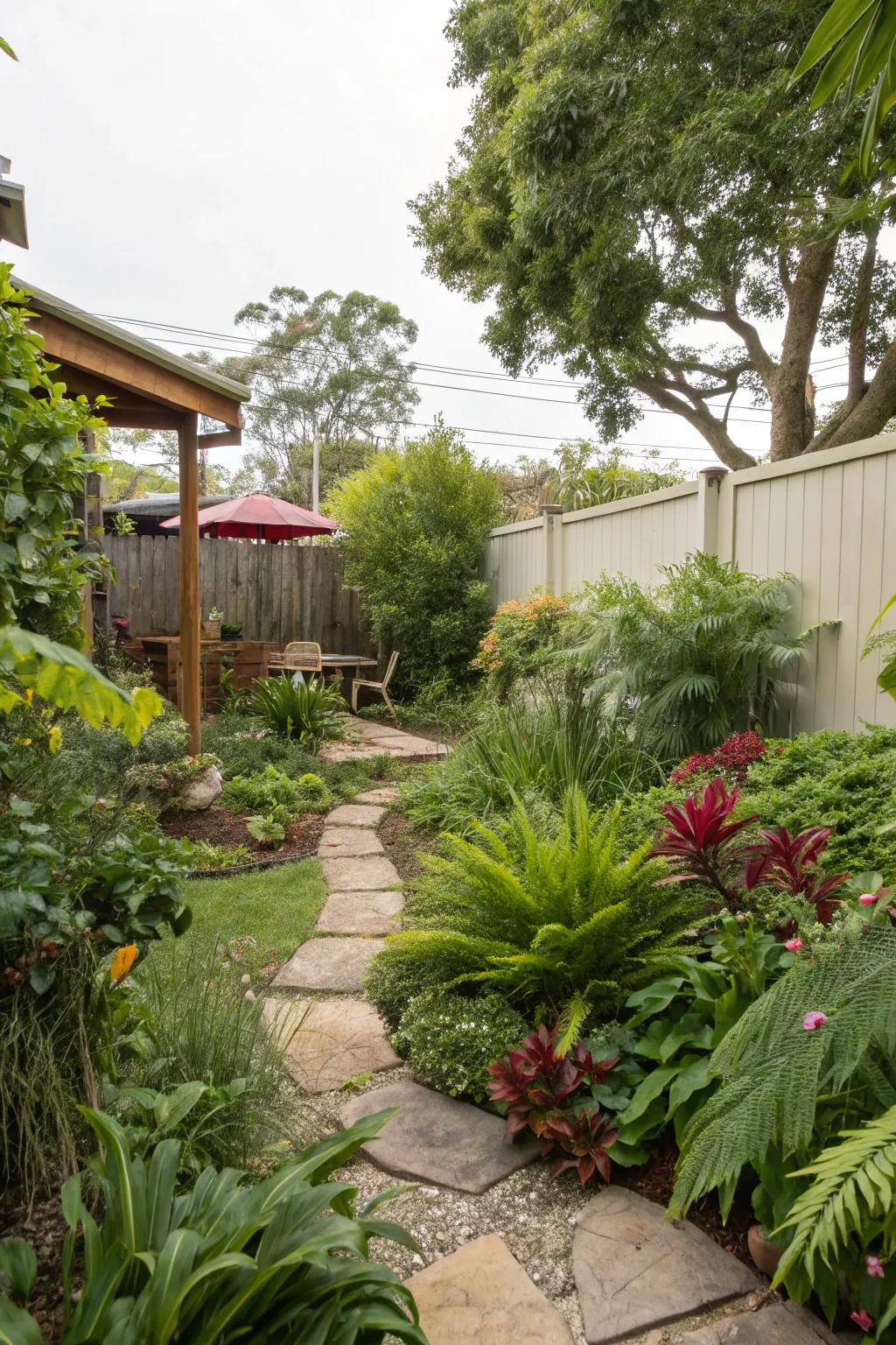 Greenery emphasizes the innate allure of a backyard.