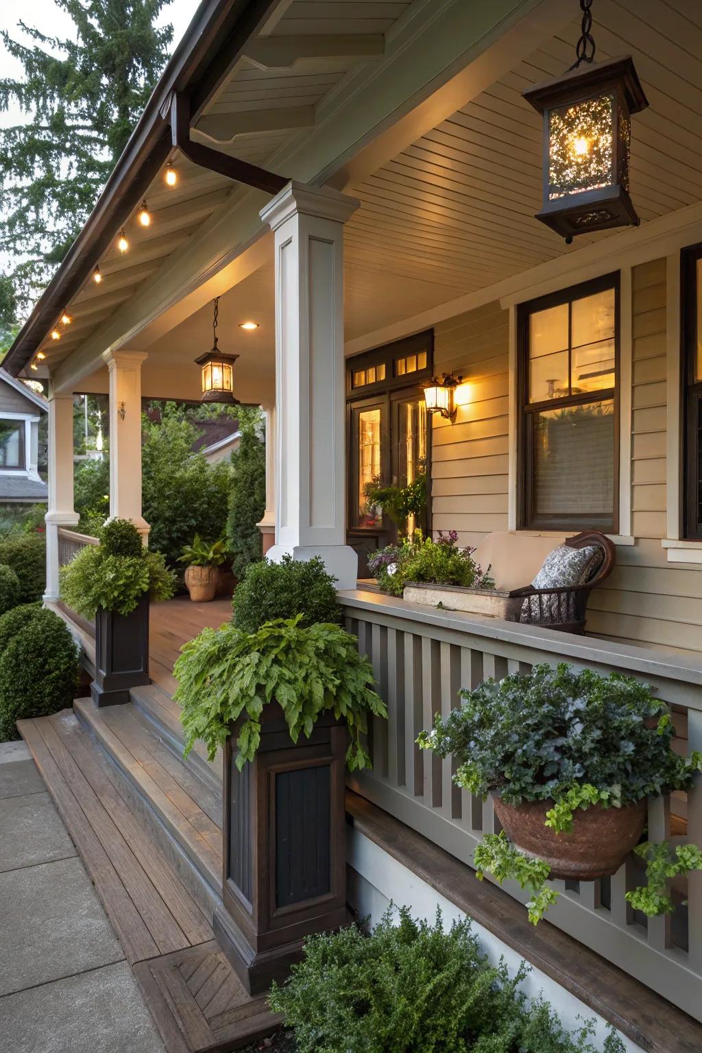 Order and beauty are brought to the porch via symmetry.