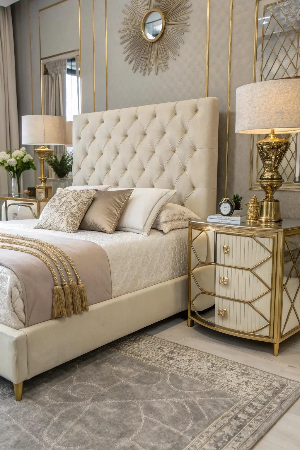 Elegant furniture options establish the mood for a sophisticated bedroom.