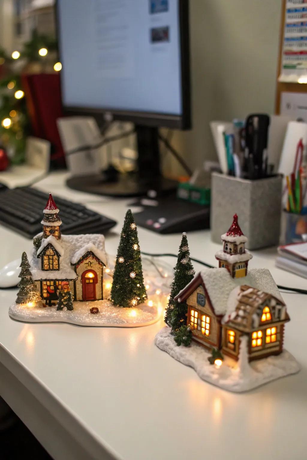 A delightful small-scale holiday town brings holiday enchantment to the office.