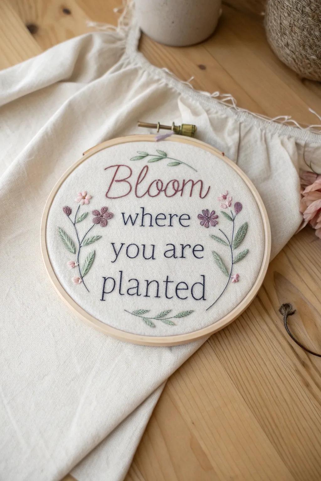 Accept simplicity and inspiration using this lovely cross stitch quote, which is ideal for adding a touch of beauty to your area.