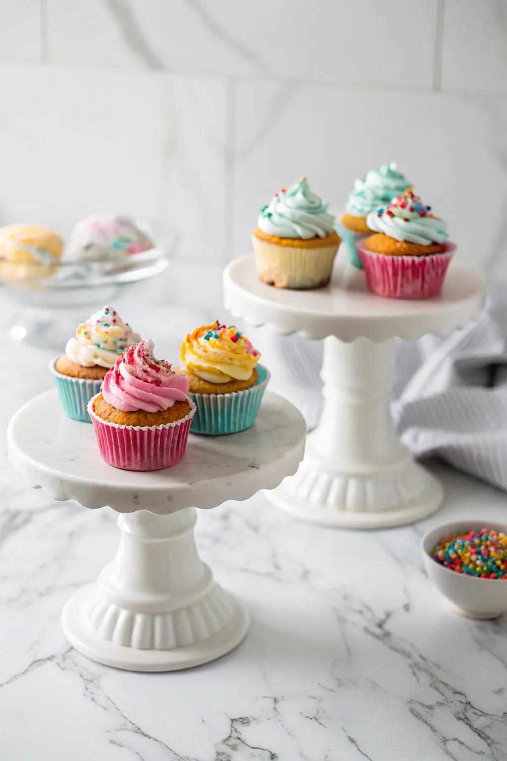 Elegant cupcake stands that are both simple and minimalist.
