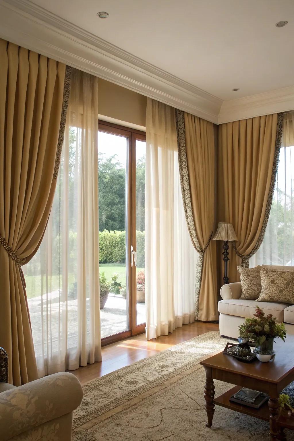 Lengthy drapes bring drama and beauty to any space.