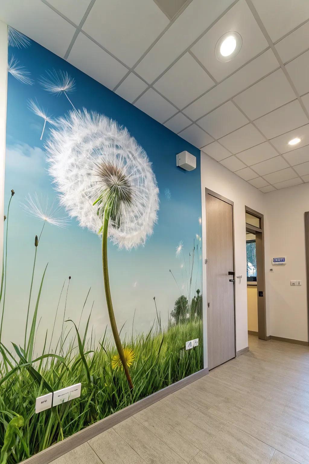 Dandelion murals let the splendor of nature into your home.