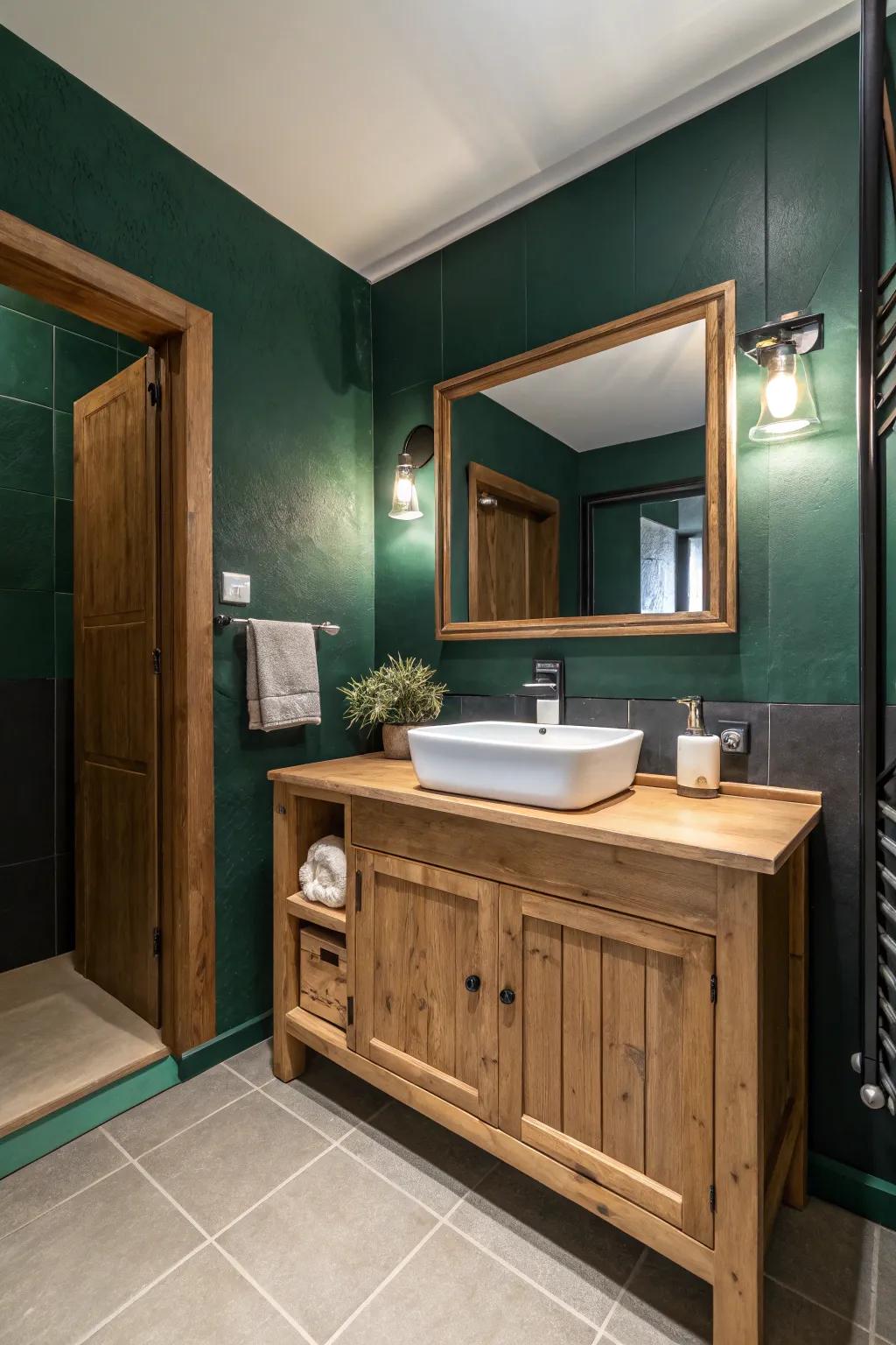 Wood accents add warmth and texture.