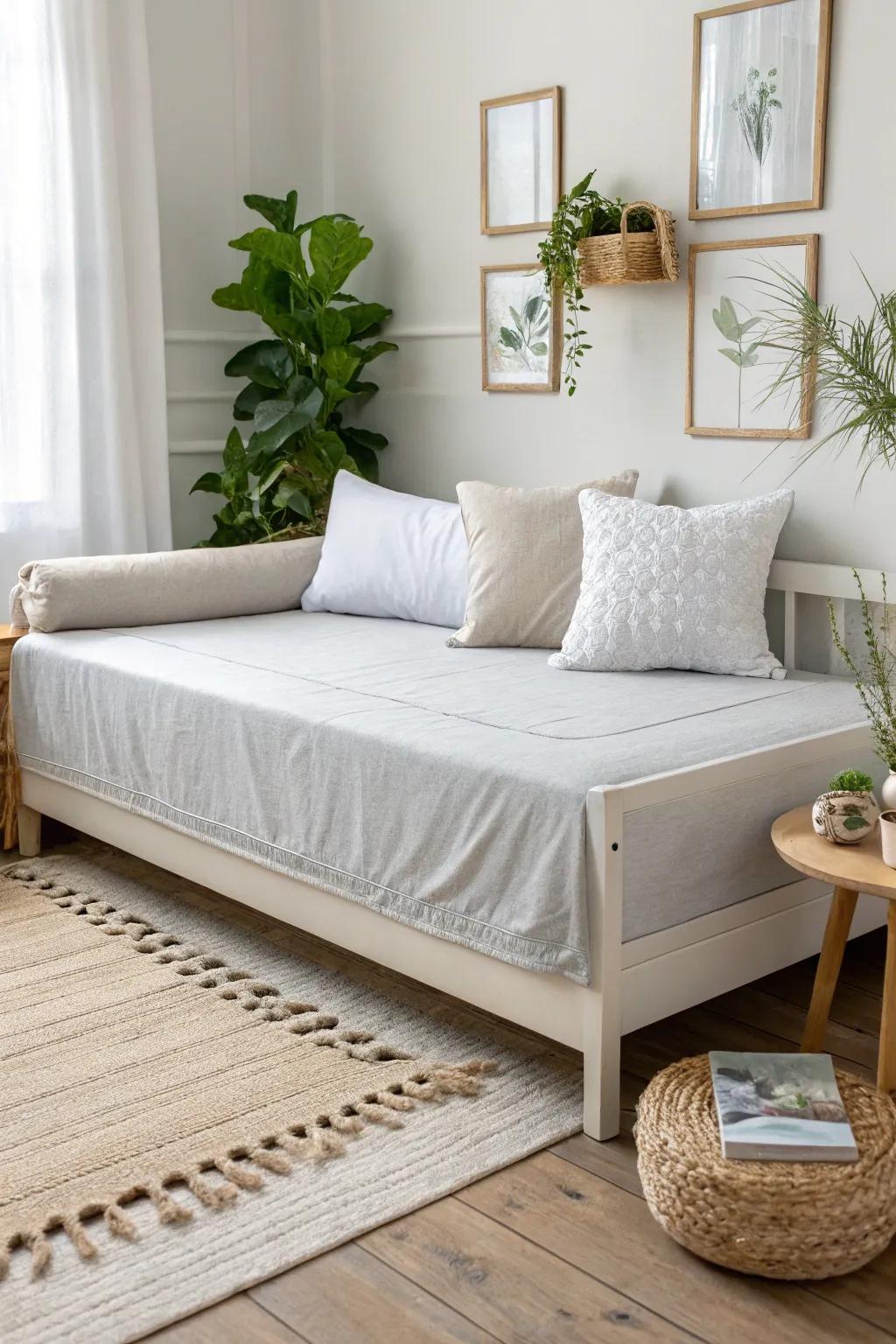 Minimalist daybed featuring neutral colors
