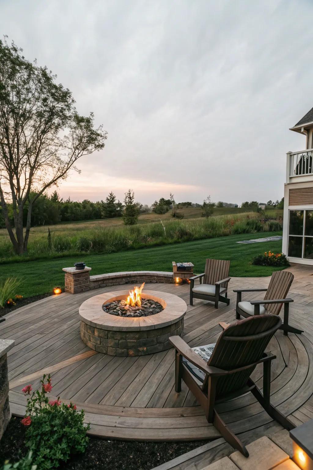 Make a pleasant feel with a rounded seating layout around your hearth.