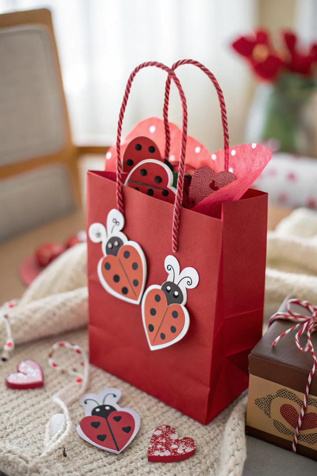 Affection insects contribute an animated charm to Valentine's carriers.