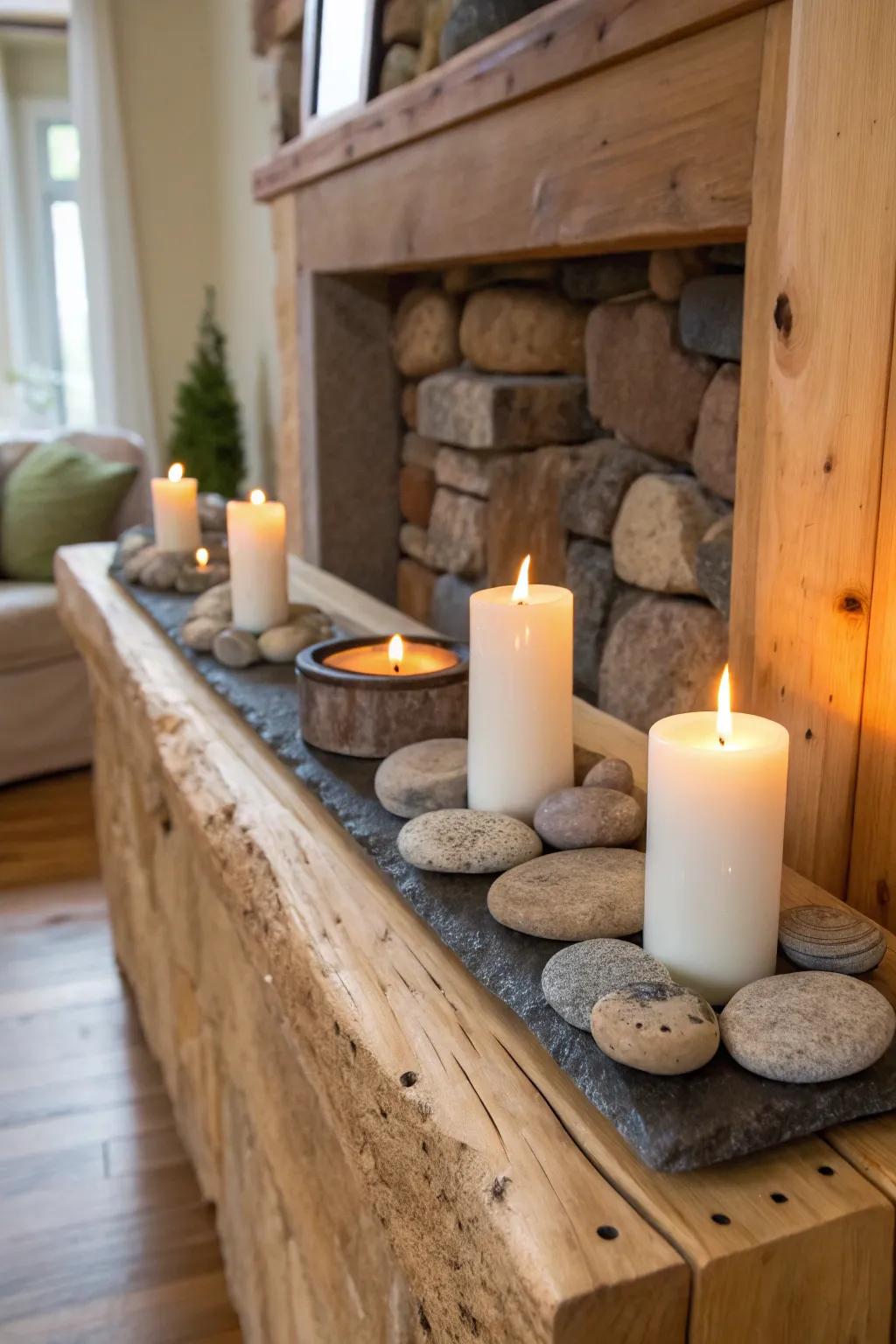 Establish a warm and appealing atmosphere with stone light bases.