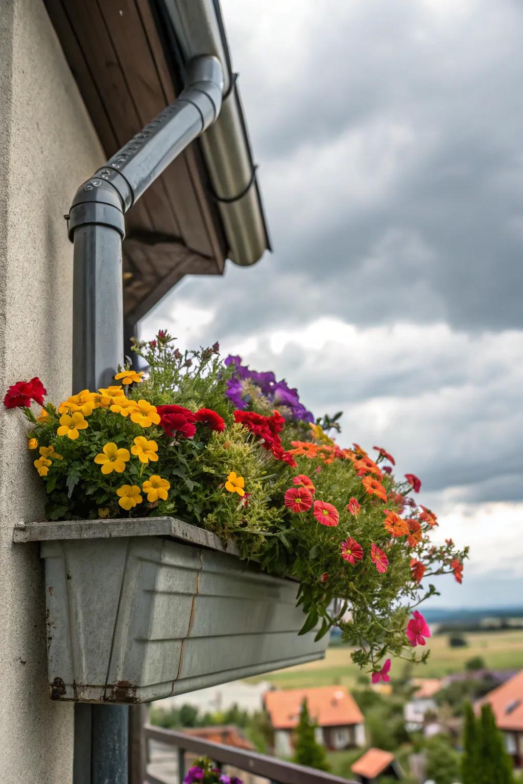 Planter gardens introduce greenery right at your downspout location.