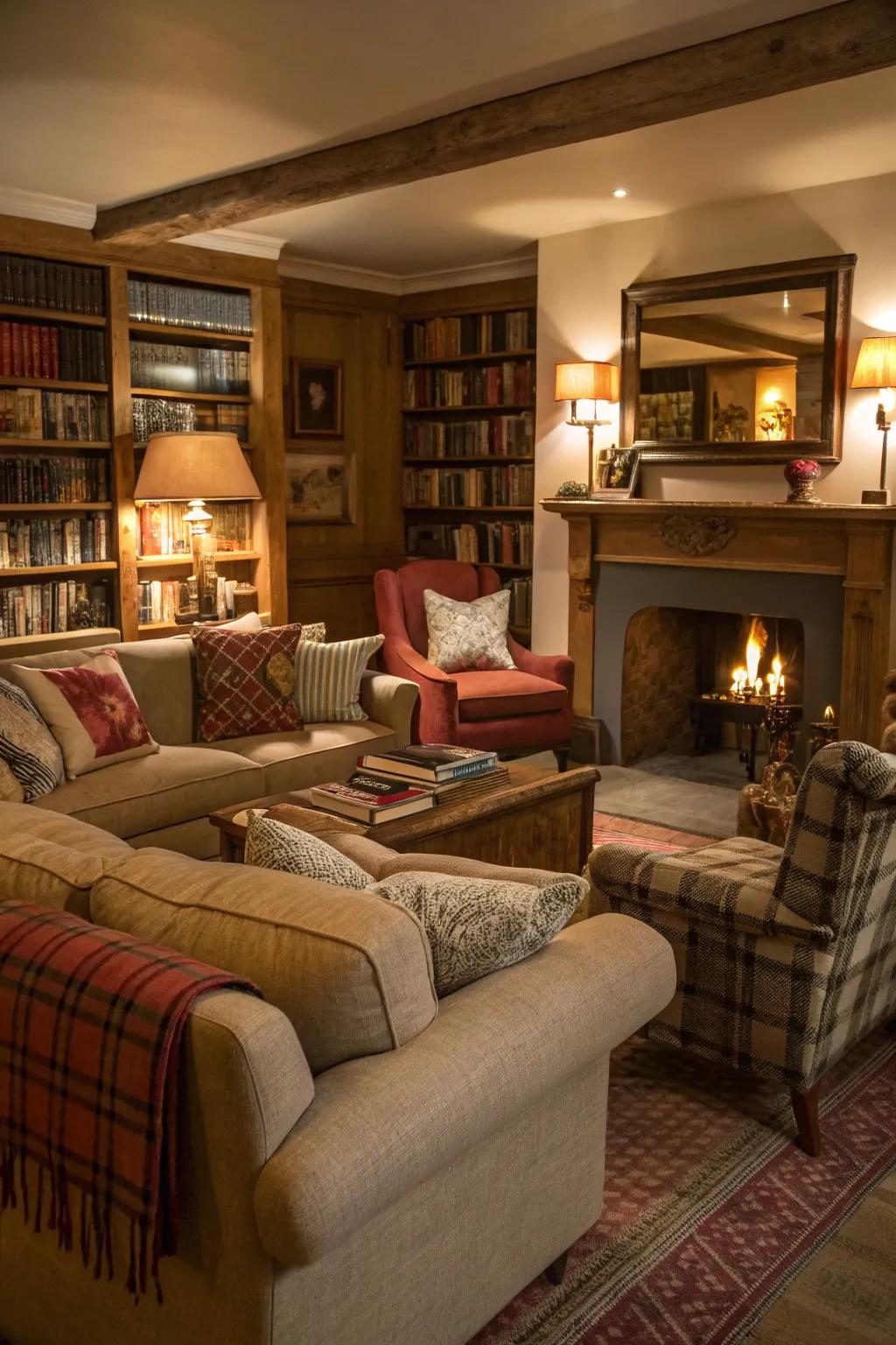 A den with welcoming, easy seating arrangements.