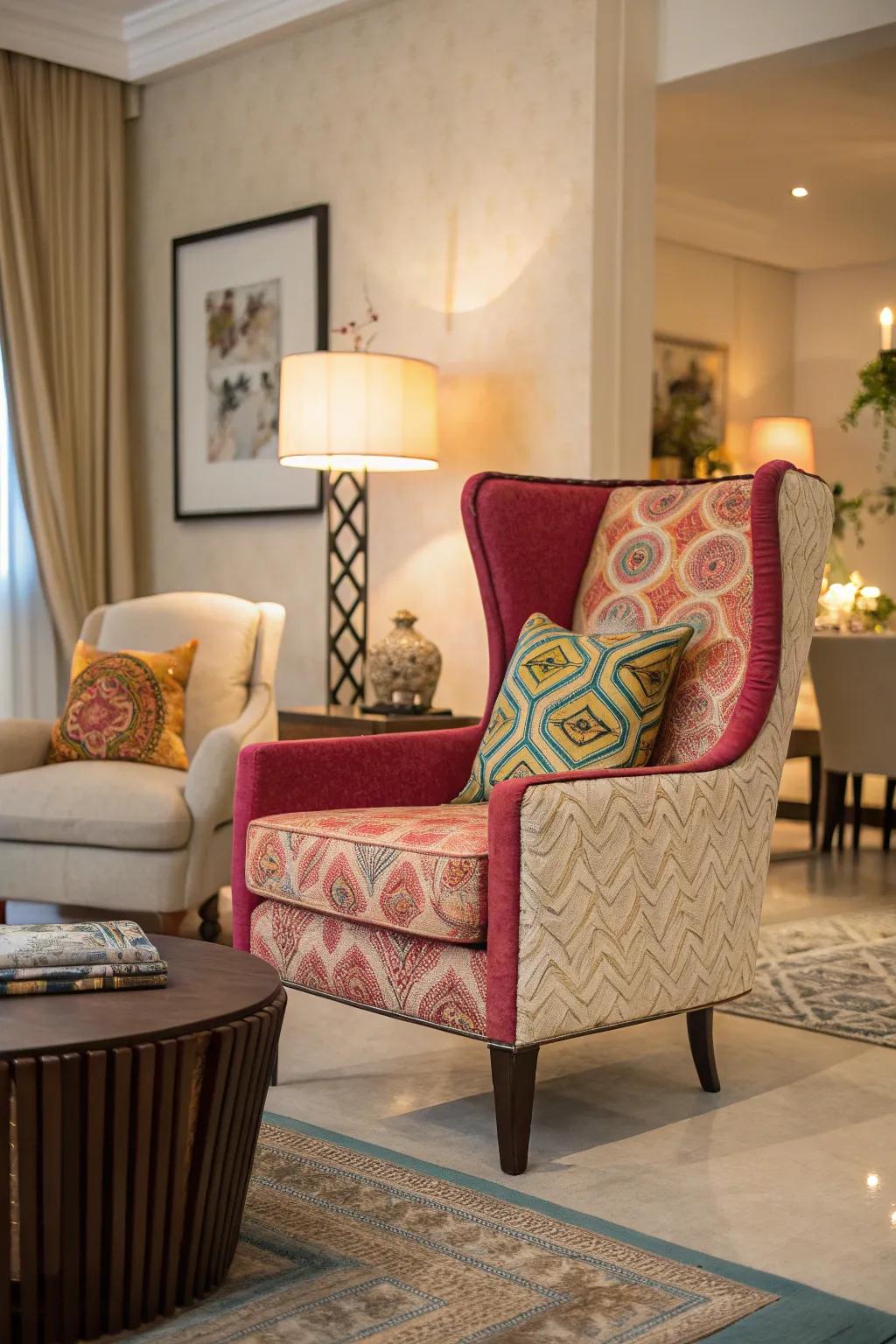 A room presenting a remarkable furniture piece that seizes attention.