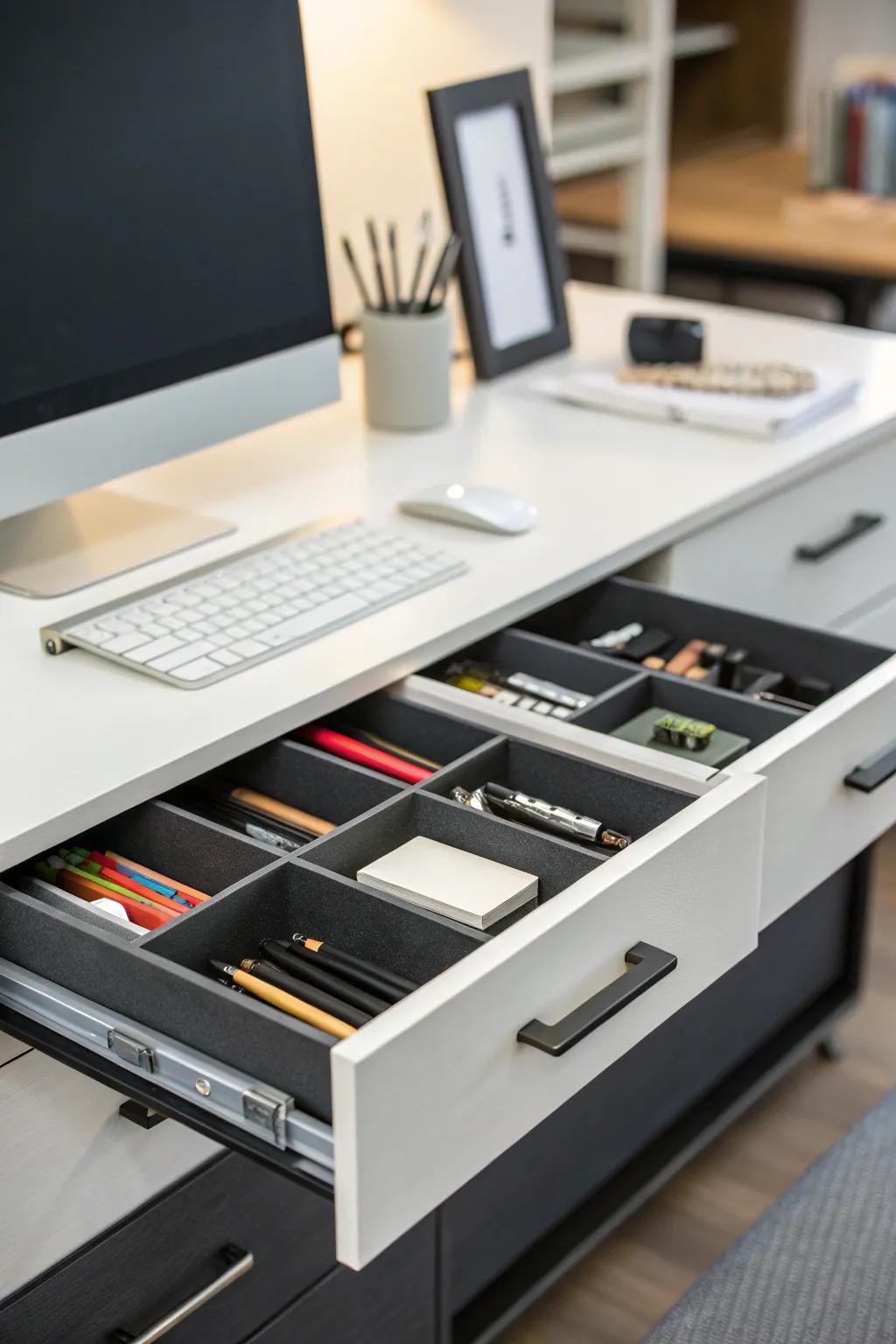 Maintain cleanliness through savvy drawer storage.