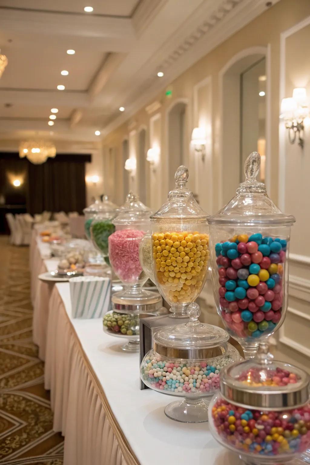 A sophisticated sweets buffet showcasing a matching palette.