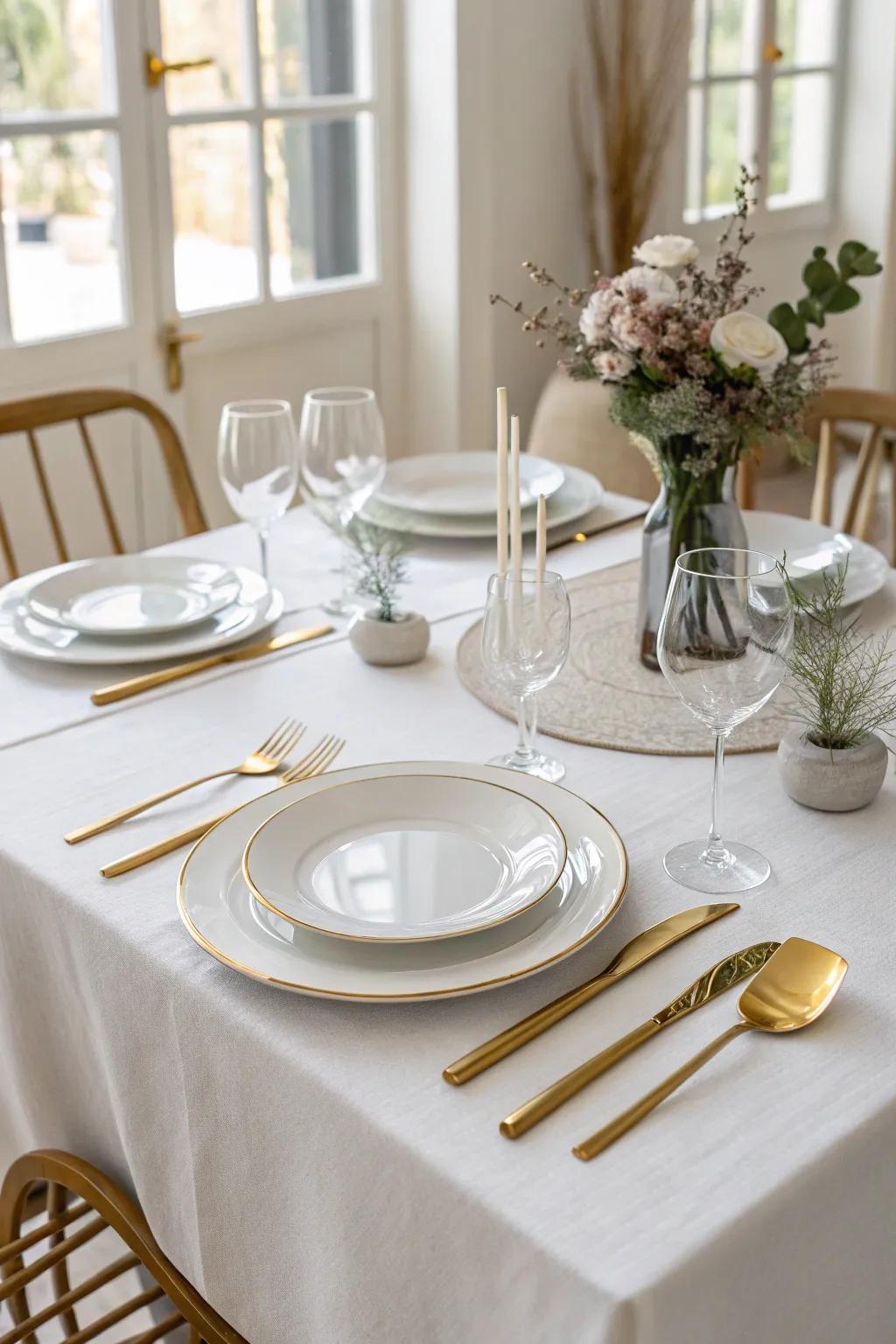 Any table gains a hint of glitz from gilded details.