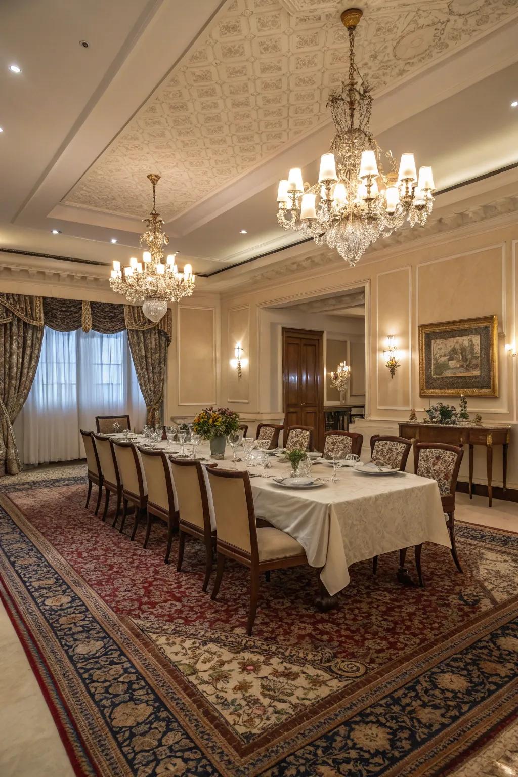 Add lasting elegance with an Eastern-patterned rug.