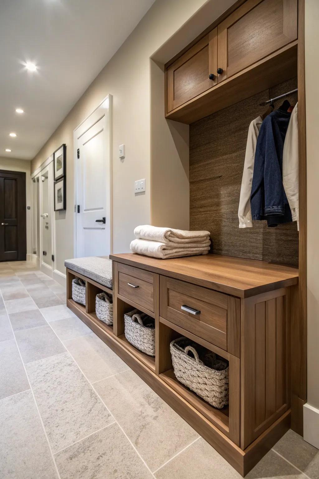 With under-bench storage options, you can keep your laundry out of sight.