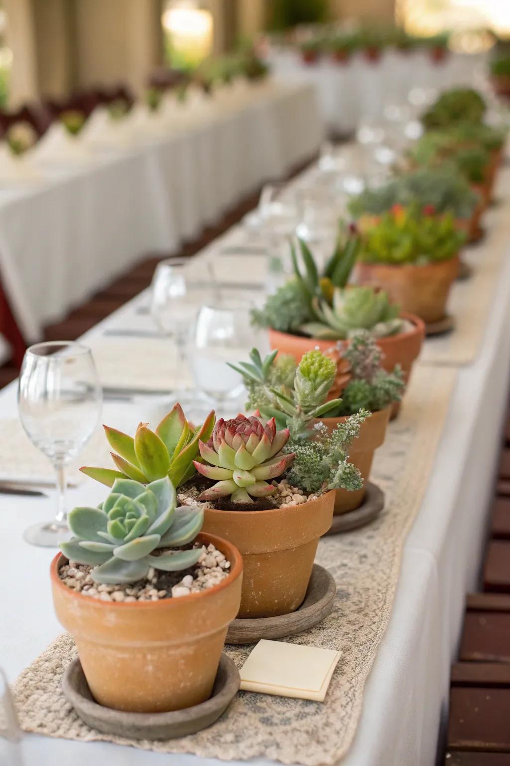 Stylish and sustainable fleshy plant displays.