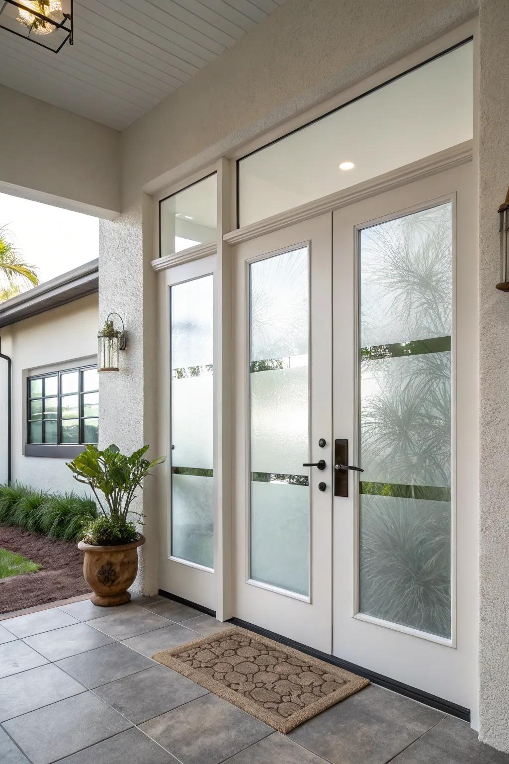 Create an iced glass look to update your door windows with this simple DIY project.