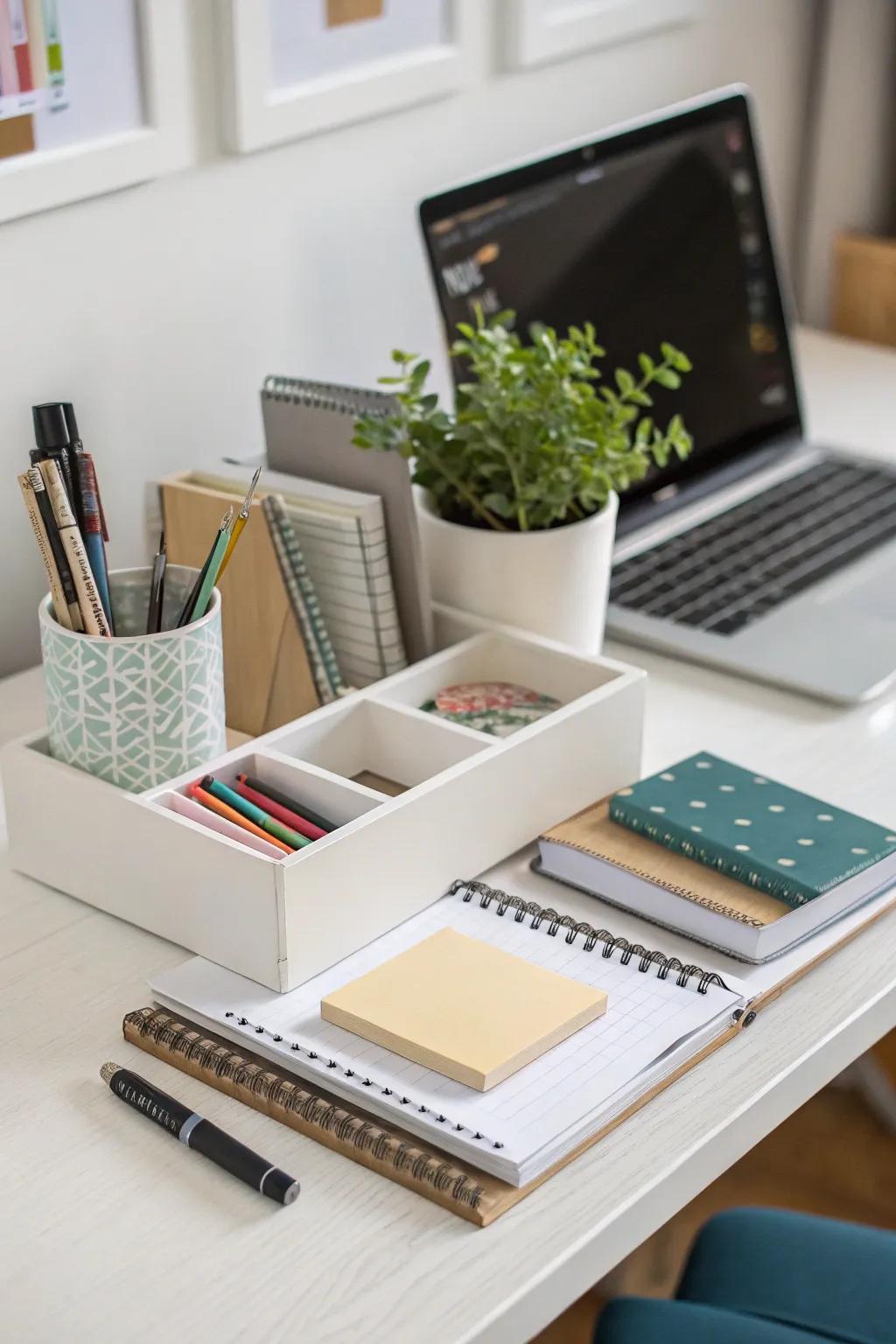 A tidy desk encourages concentration and efficiency.