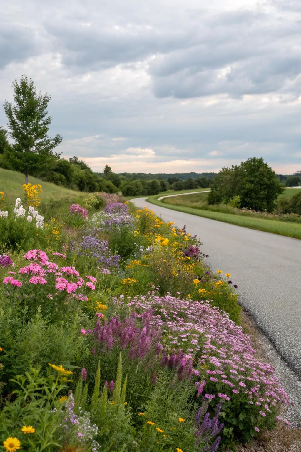 An untamed bloom sanctuary introduces a natural appeal to the driveway.