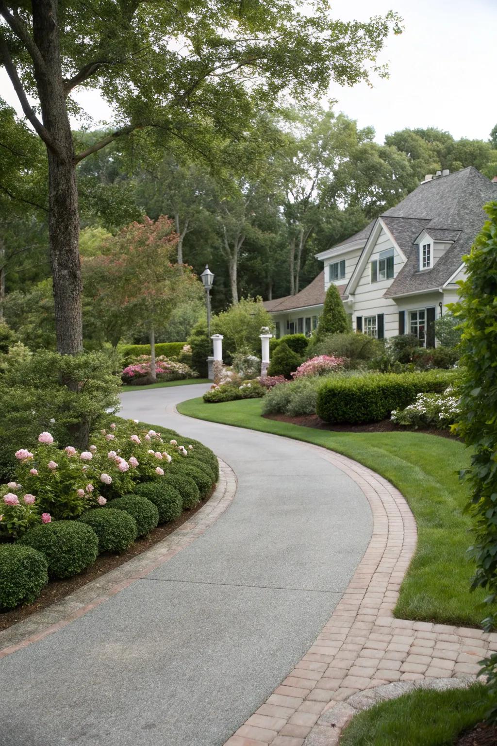 A winding route enhances charm and directs the path to the home.