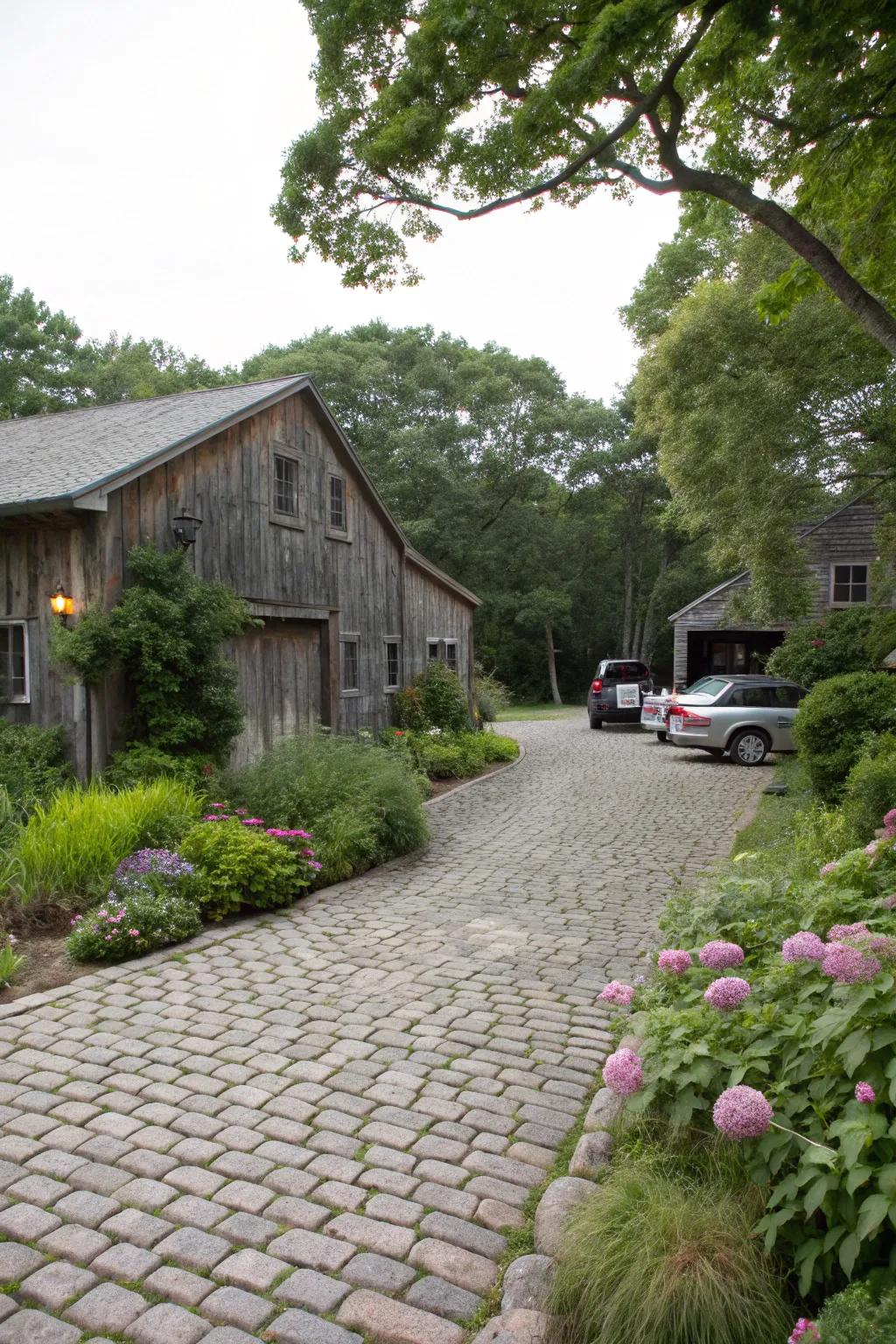 Cobblestones bring countryside charm for a rustic vibe.
