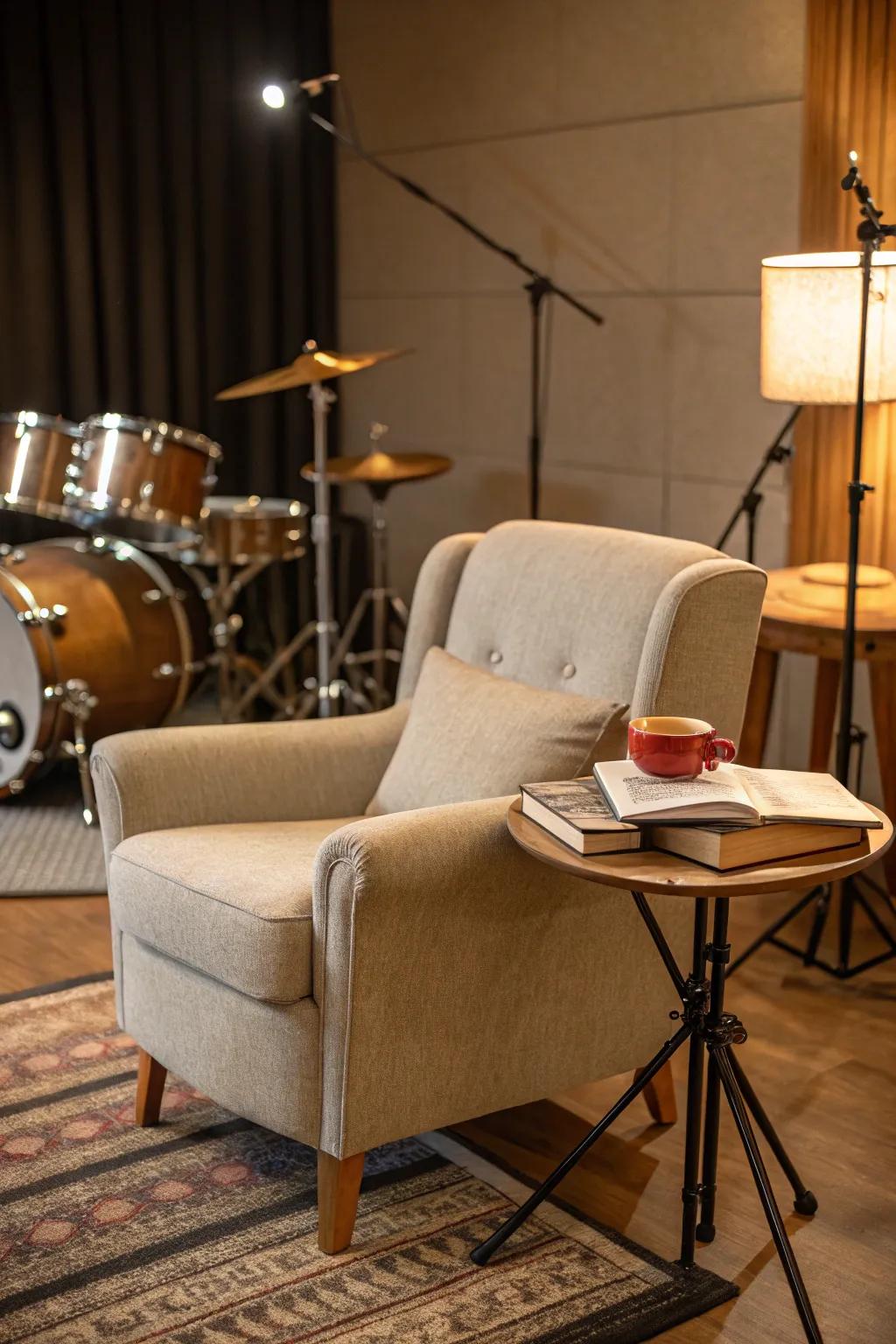 A relaxation zone is the ideal spot to recharge in between sessions.