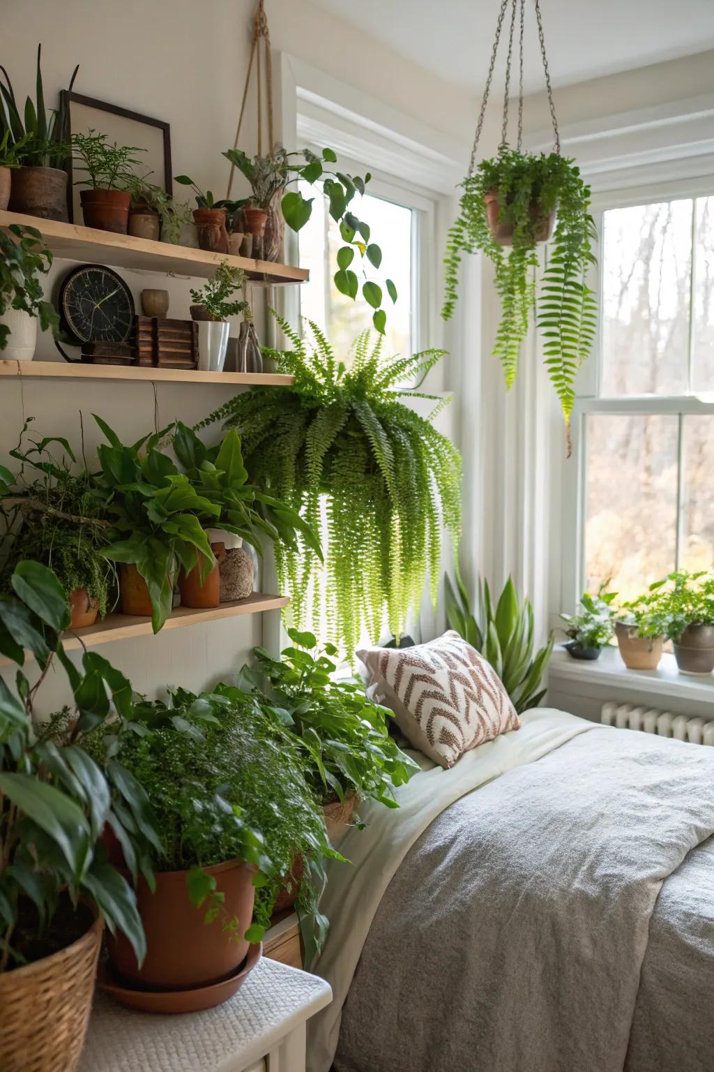 Indoor greenery injects vibrancy and purifies the air.