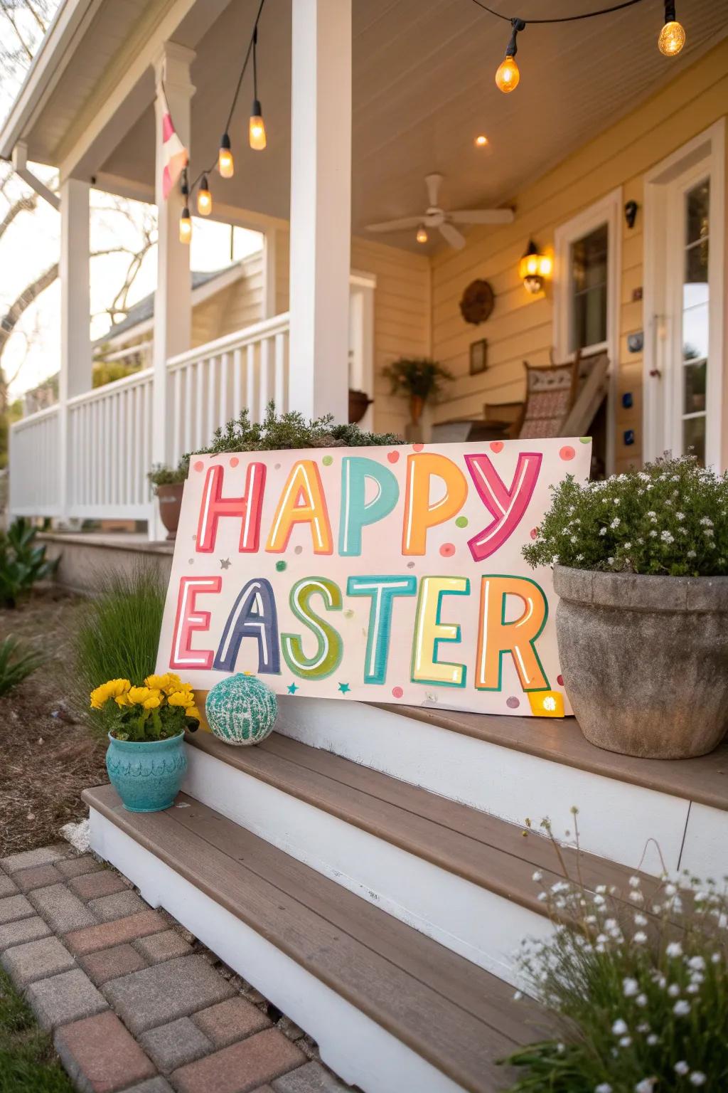 A welcome display is both a simple and impactful Easter ornament.